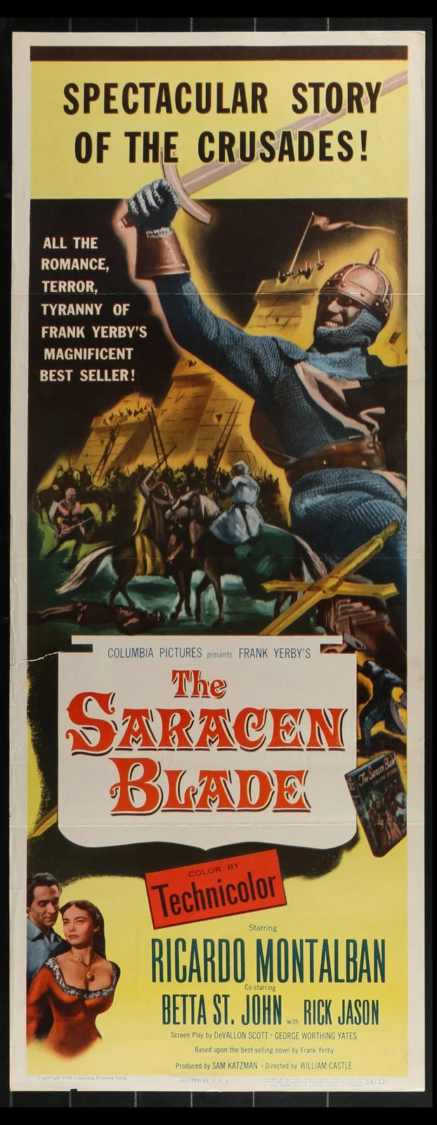 The Saracen Blade (1954) Original Movie Poster Folded 14x36