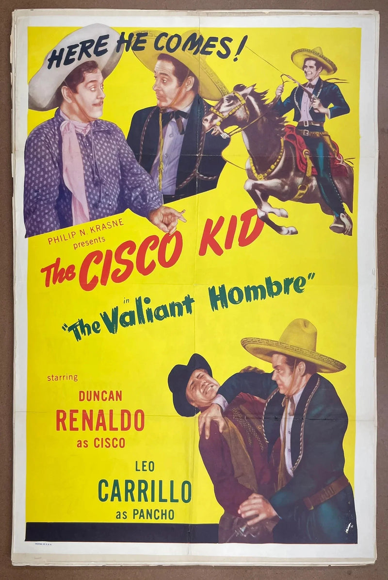 Cisco Kid The Valiant Hombre 1940 Original US One Sheet Folded Western Poster