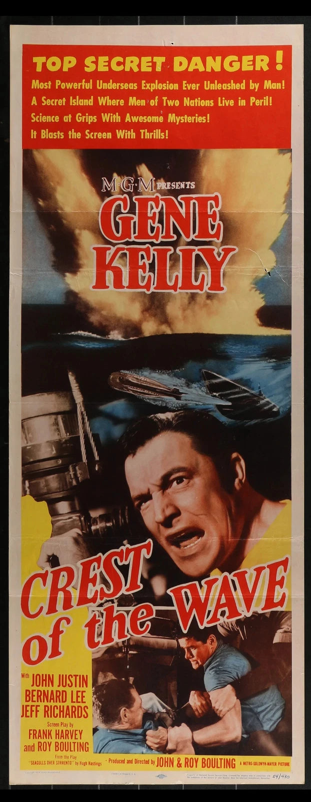 Crest of the Wave (1954) Original Insert Movie Poster Folded 14x36