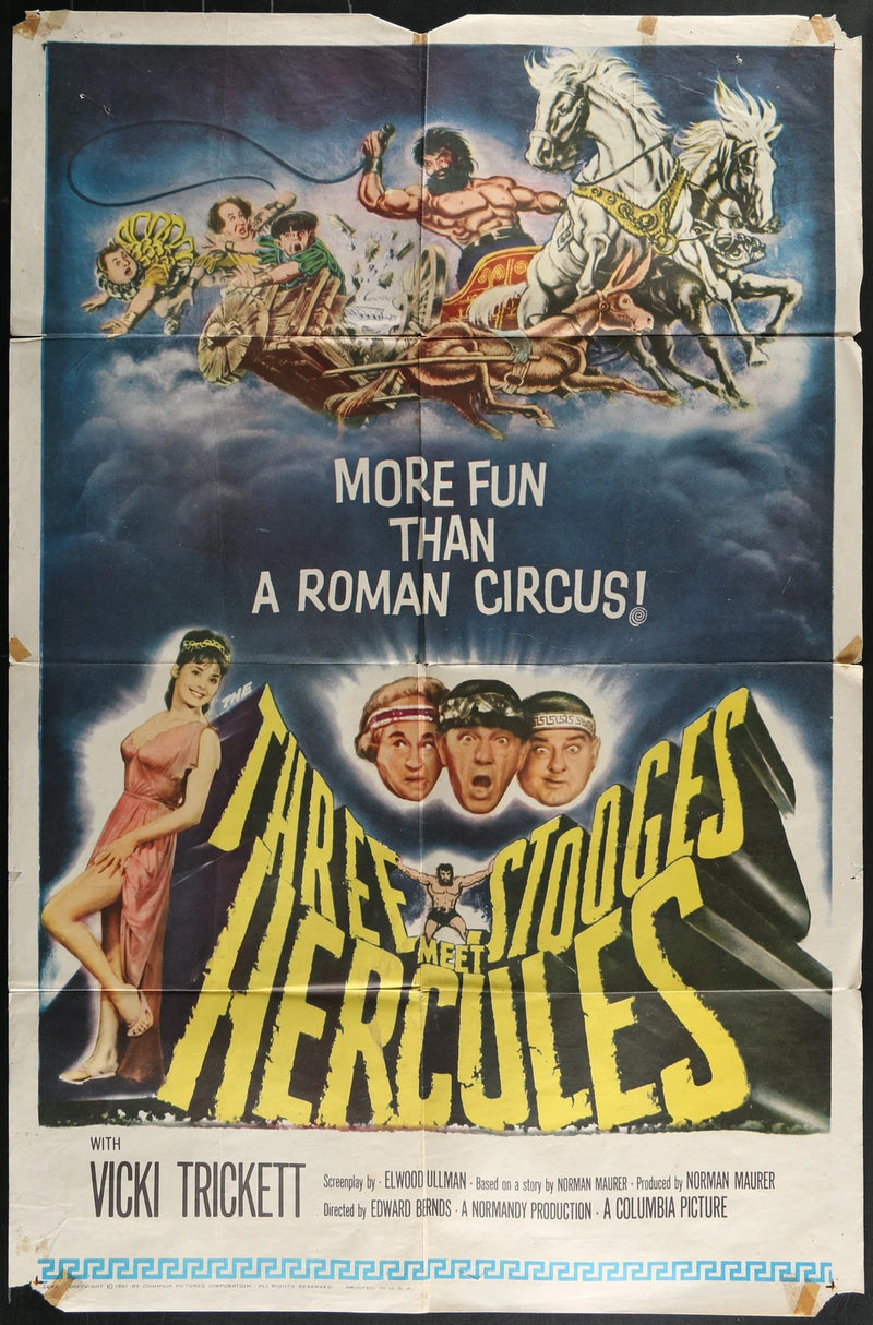 The Three Stooges Meet Hercules (1962) Original One Sheet Poster 27x41 Columbia