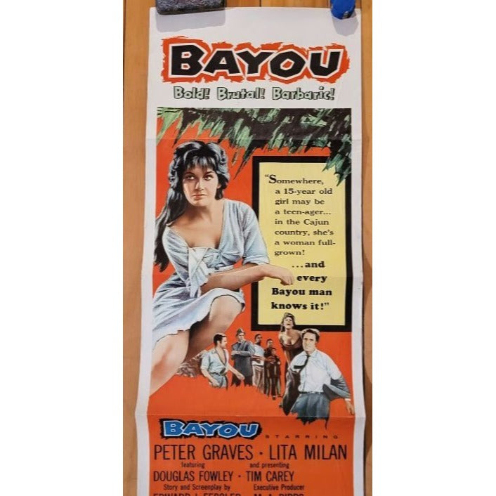 Bayou (1957) Original Movie Insert 14x36 Folded Peter Graves, Lita Milan