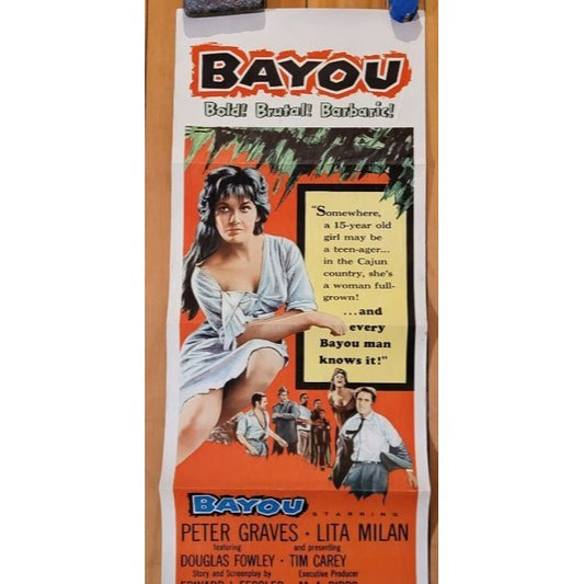 Bayou (1957) Original Movie Insert 14x36 Folded Peter Graves, Lita Milan