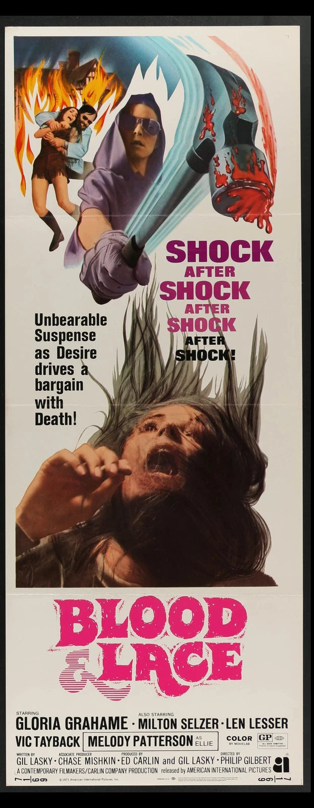 Blood and Lace (1971) Original Movie Poster Folded 14x36
