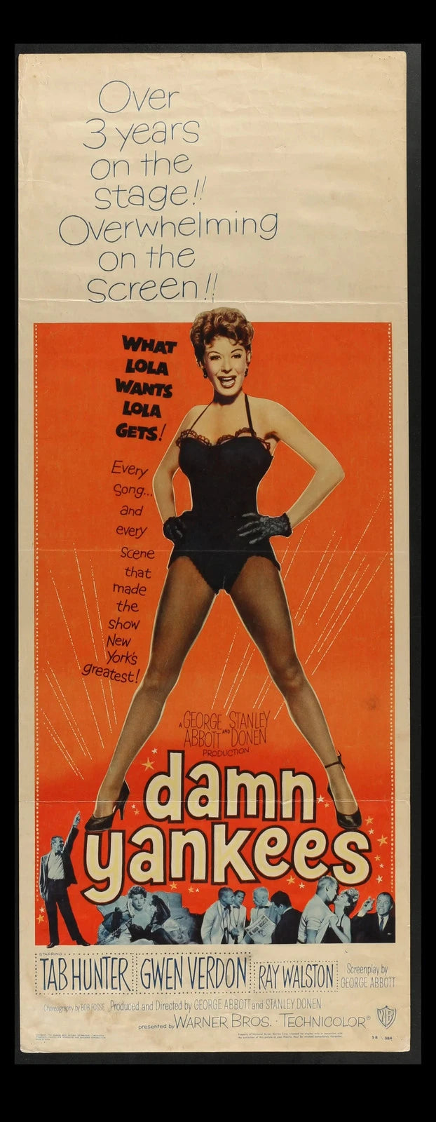 Damn Yankees (1958) Original Movie Poster Insert 14x36 Gwen Verdon Musical