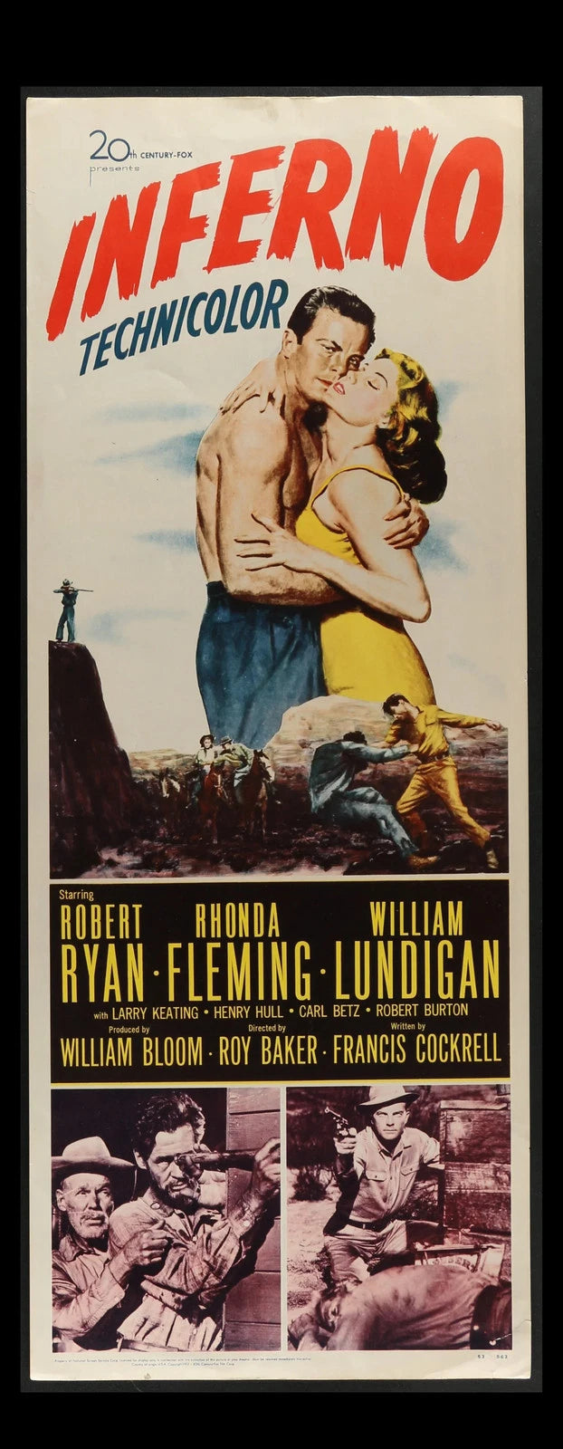 Inferno (1953) Original Movie Poster Insert 14x36 Robert Ryan Western