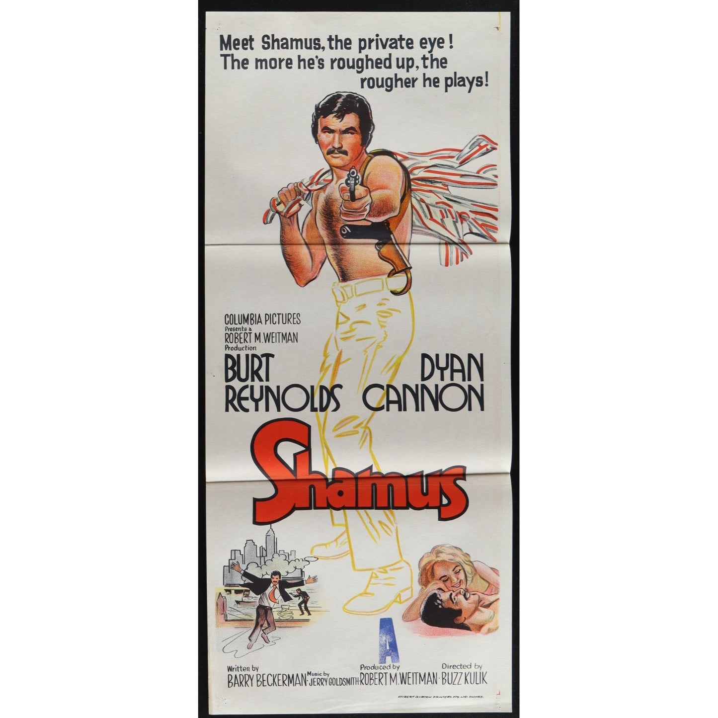 Shamus (1973) Original Australian Daybill Movie Poster Folded 13x30