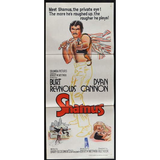 Shamus (1973) Original Australian Daybill Movie Poster Folded 13x30