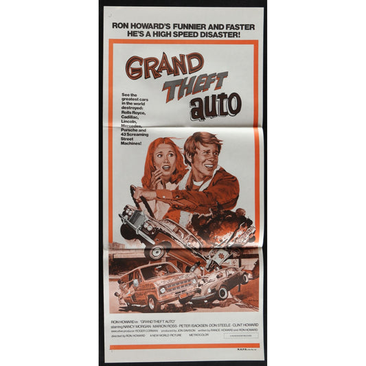 Grand Theft Auto (1977) Original Australian Daybill Movie Poster Folded 13x30