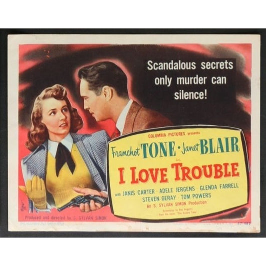 I Love Trouble (1948) Original Lobby Card Movie Poster 11x14