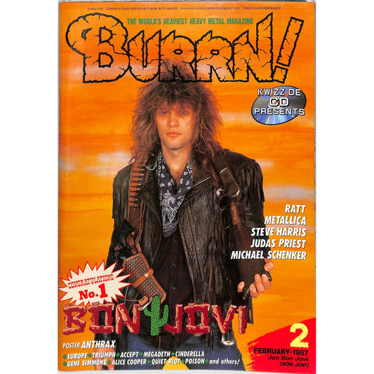 Burrn! Magazine Issue #2 February 1987 Bon Jovi Cover Heavy Metal Japan