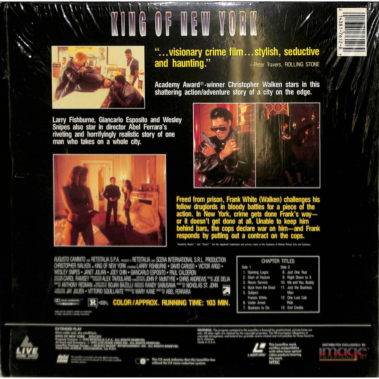 King of New York (1990) Laserdisc