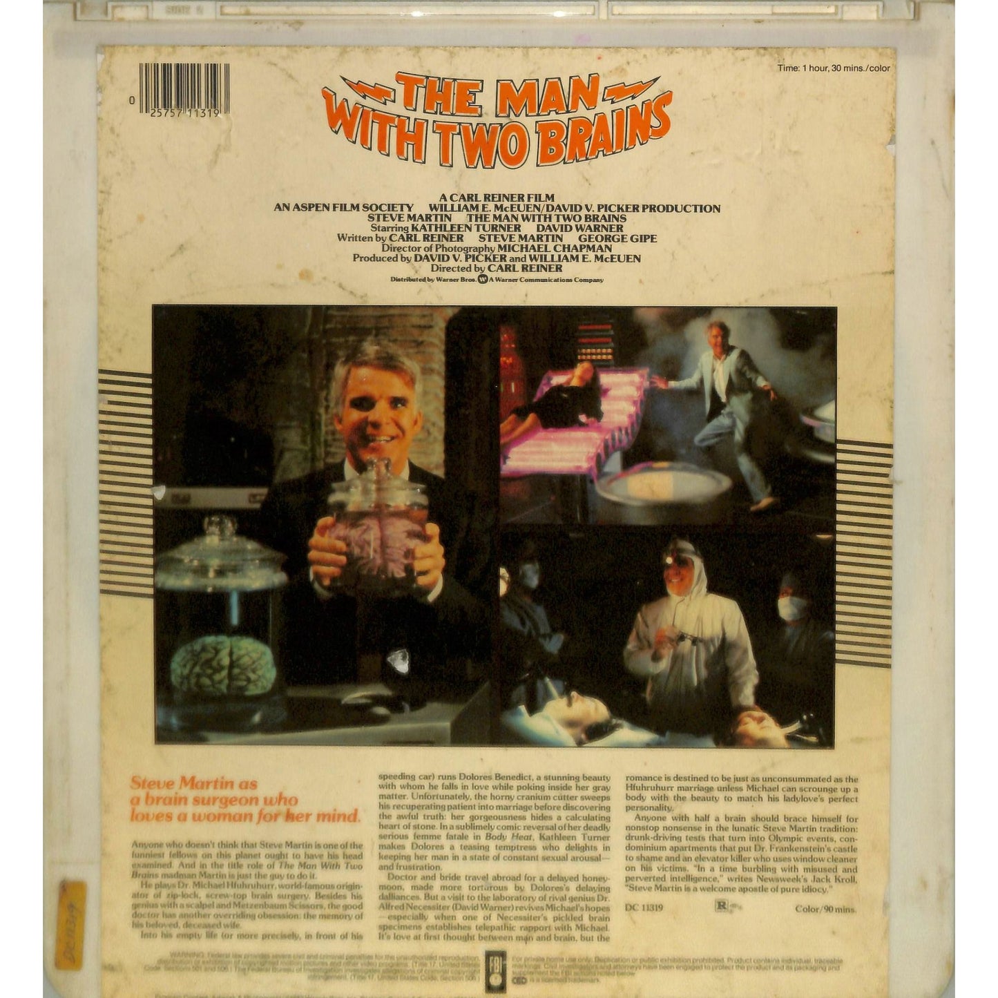 The Man with Two Brains (1983) CED RCA SelectaVision TESTED WORKING