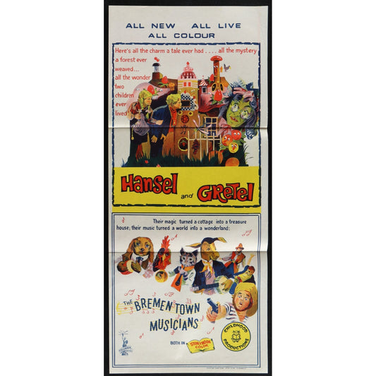 Hansel And Gretel/Bremen Town Musicians (1954) Orig. Austr. Daybill Movie Poster