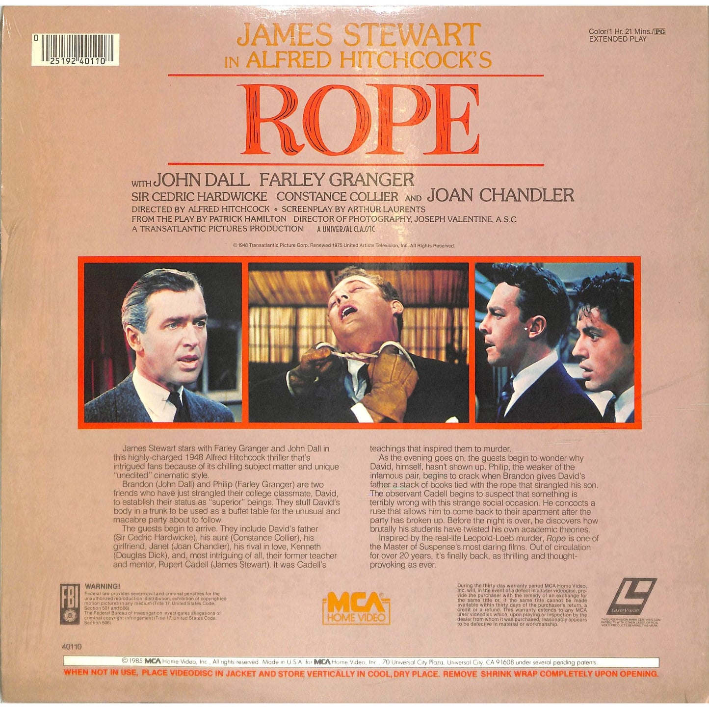 Rope (1948) Laserdisc