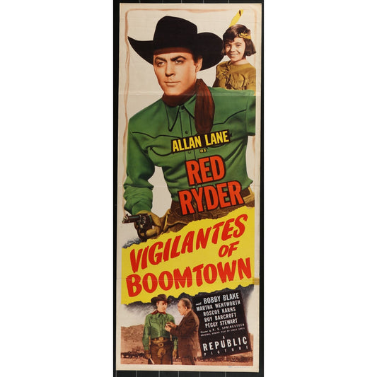 Vigilantes of Boomtown (1947) Original Western Insert Movie Poster Folded 14x36