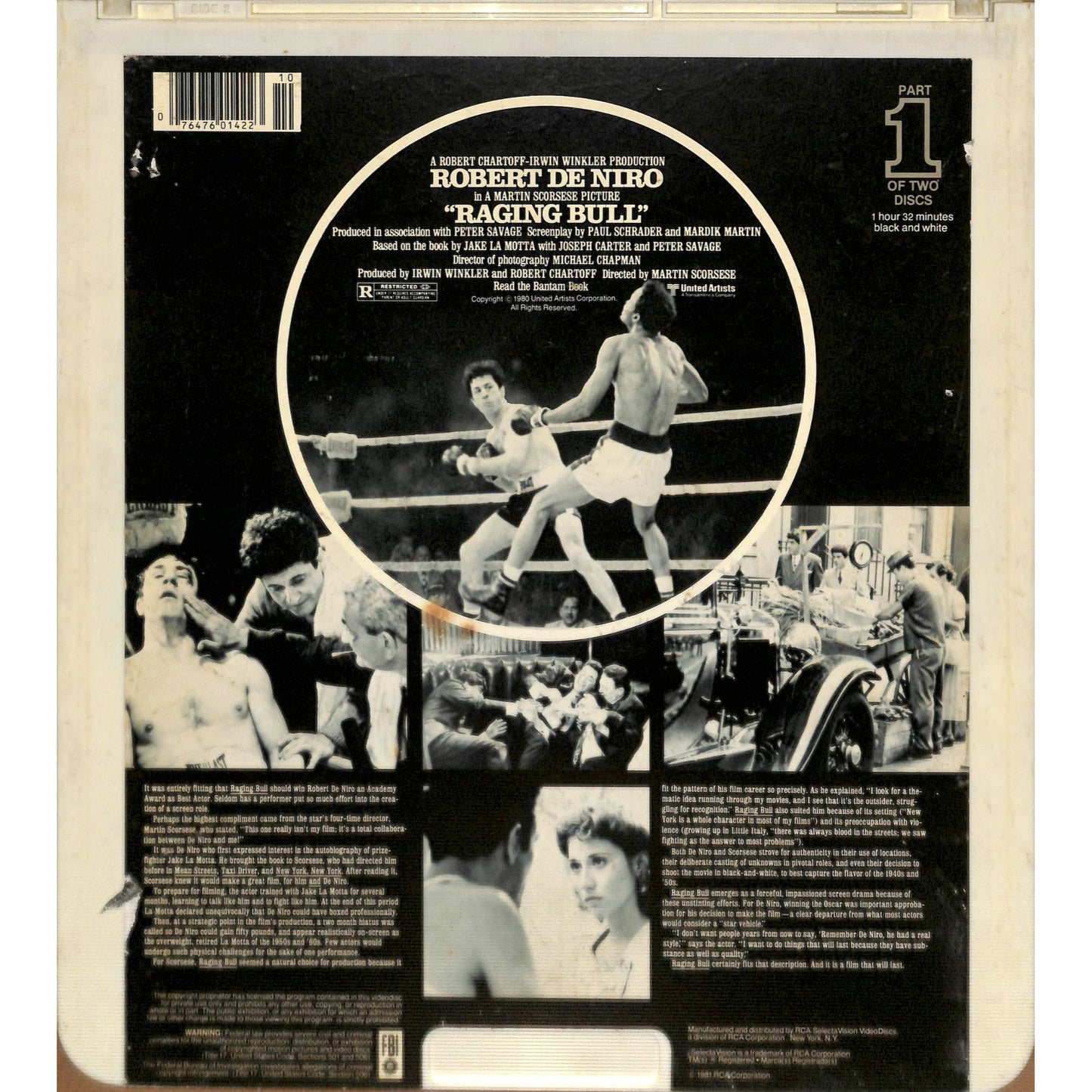Raging Bull Part 1 and 2 (1980) Vintage CED Videodisc TESTED WORKING