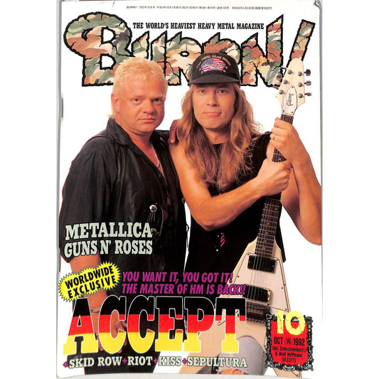 Burrn! Magazine Issue #10 October 1992 Accept Cover Heavy Metal Japan