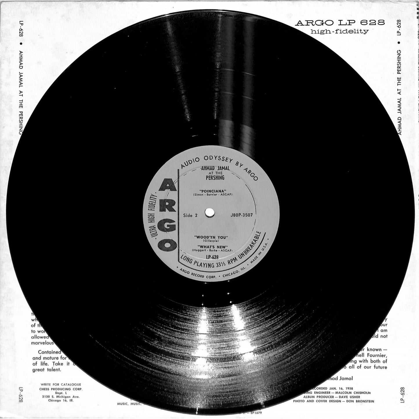 Ahmad Jamal at the Pershing (1964 Argo Grey Labels) Vinyl Record LP-628