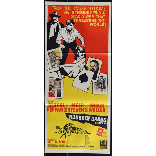 House of Cards (1968) Original Australian Daybill Movie Poster Folded 13x30