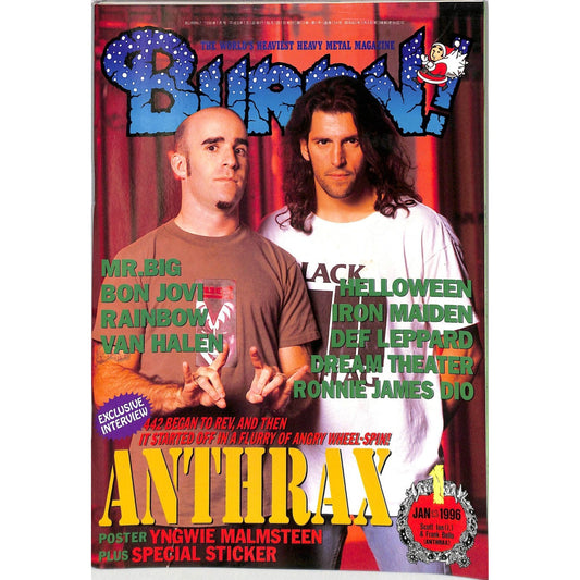 Burrn! Magazine Issue #1 January 1996 Anthrax Cover Heavy Metal Japan