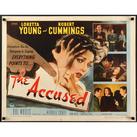 The Accused (1949) Original Folded Style A Half Sheet Movie Poster 22x28