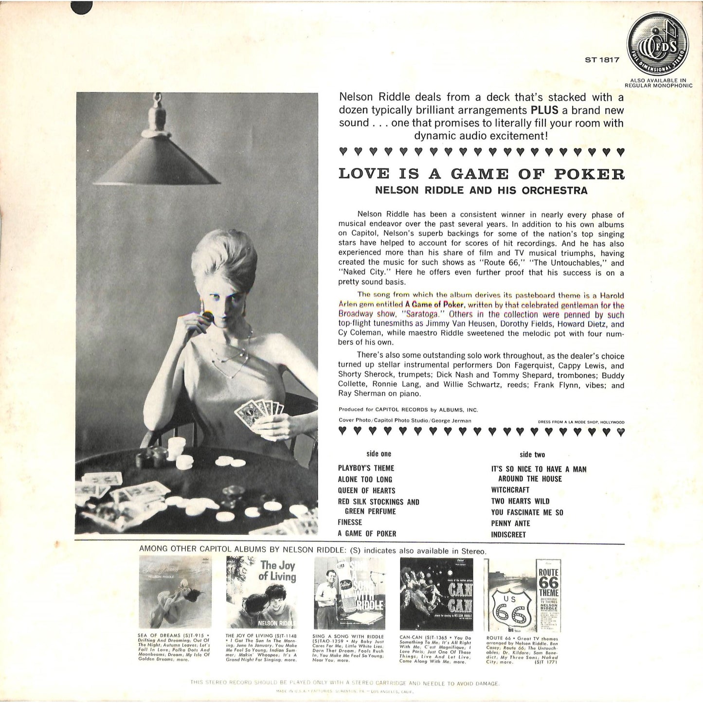 Nelson Riddle - Love Is a Game of Poker (1962) Vinyl Record ST-1817