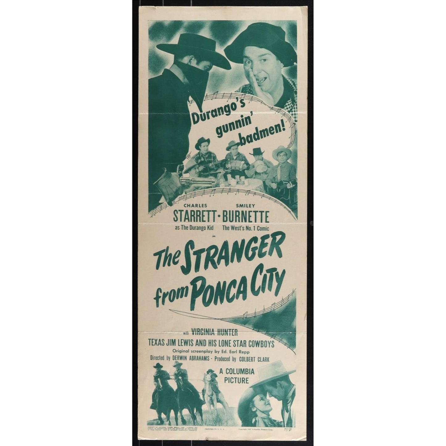 The Stranger from Ponca City (1947) Original Movie Poster Rolled 14x36