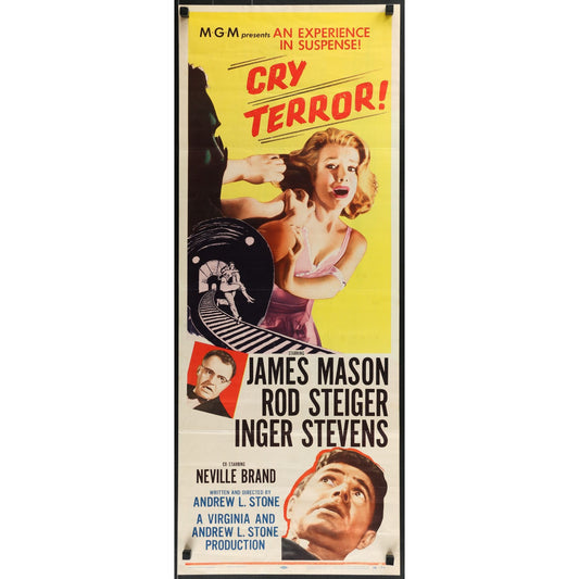 Cry Terror! (1958) Original Folded Movie Insert 36x14