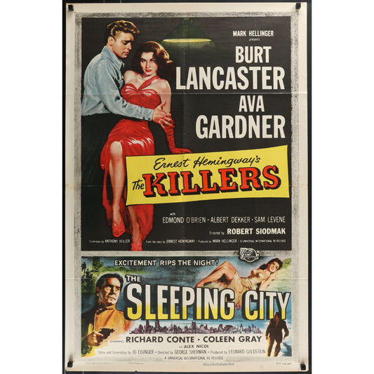 The Killers / Sleeping City 1956 Double-Bill Original Folded Movie Poster 27x41