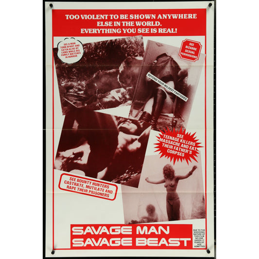 Savage Man Savage Beast (1975) Original Movie Poster Folded 27x41 EM8-523