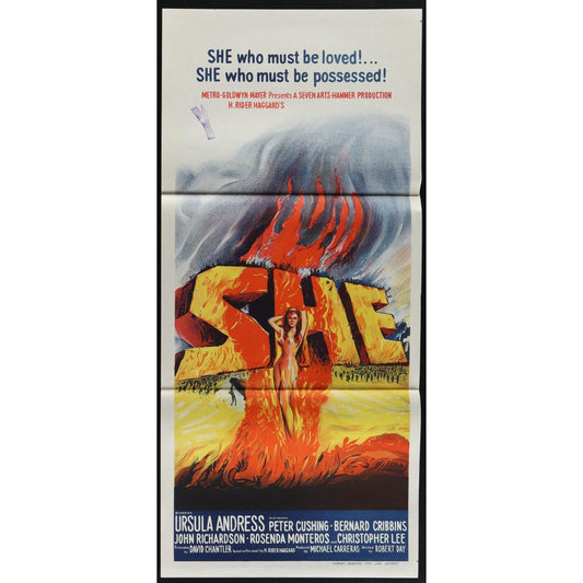 SHE (1965) Original Australian Daybill Movie Poster Folded 13x30