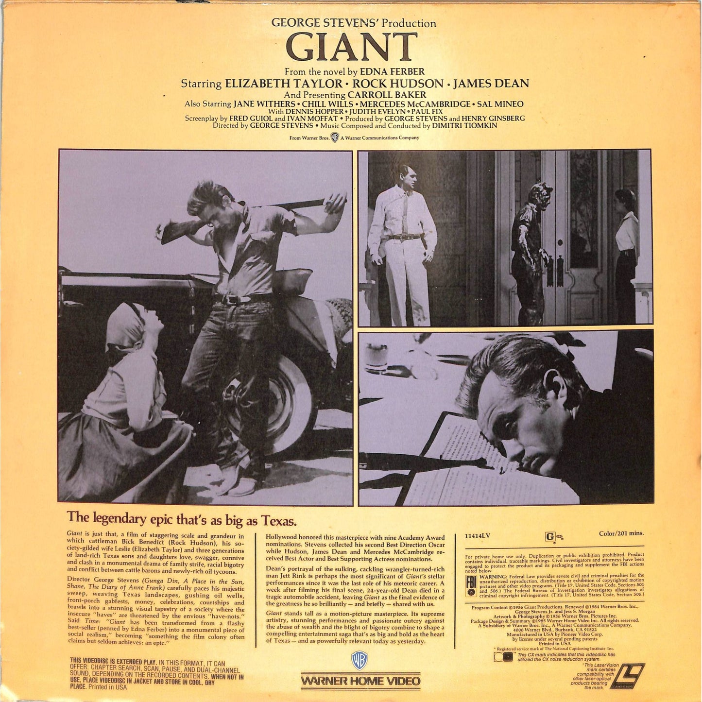 Giant (1956) Laserdisc Video