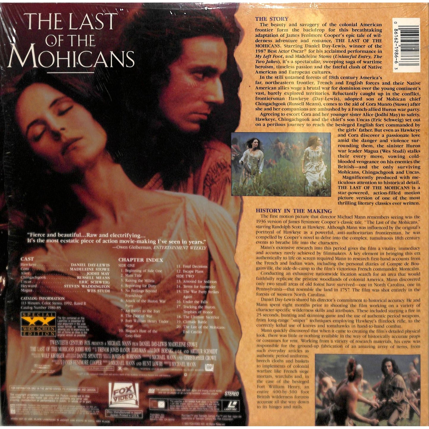 The Last of the Mohicans (1992) Laserdisc