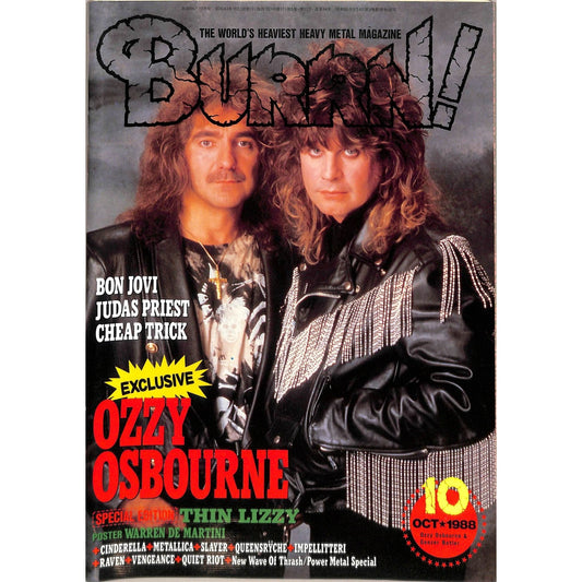Burrn! Magazine Issue #10 October 1988 Ozzy Osbourne Cover Heavy Metal Japan