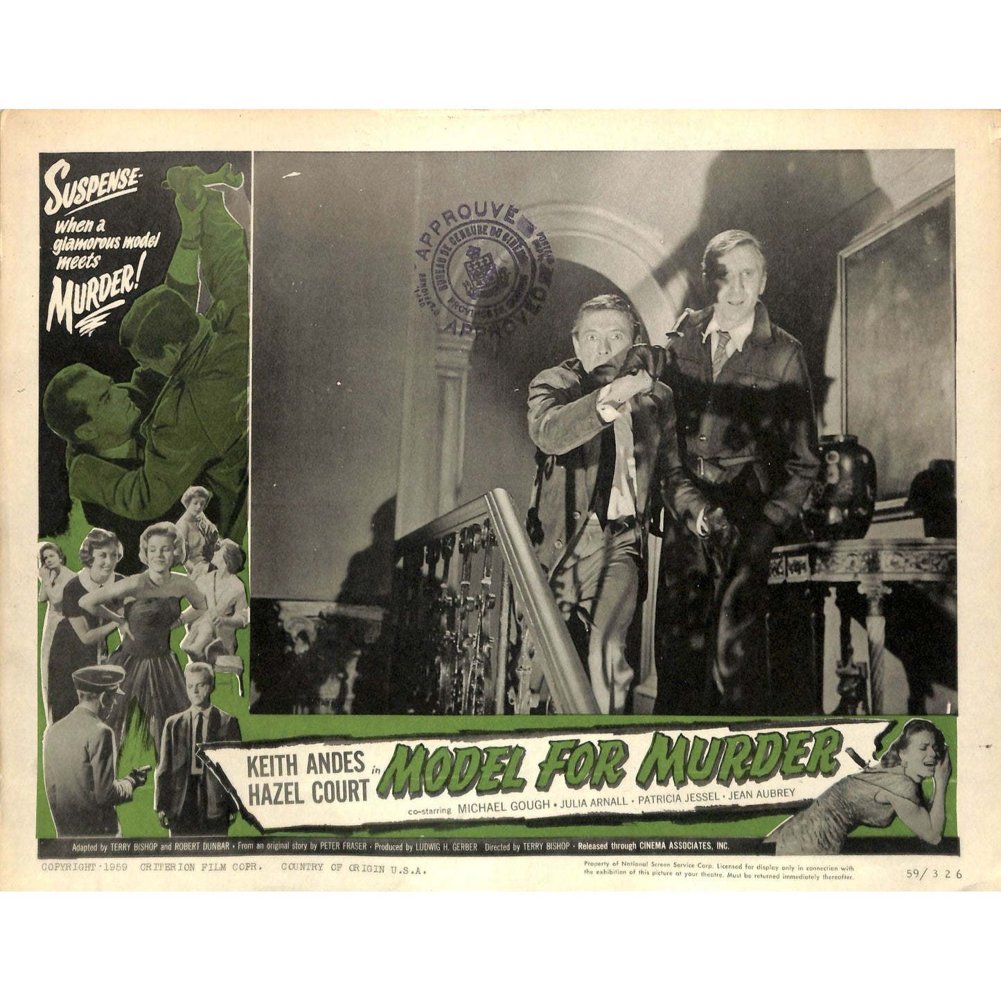 Model For Muder (1959) 8 Lobby Card Full Set 11X14