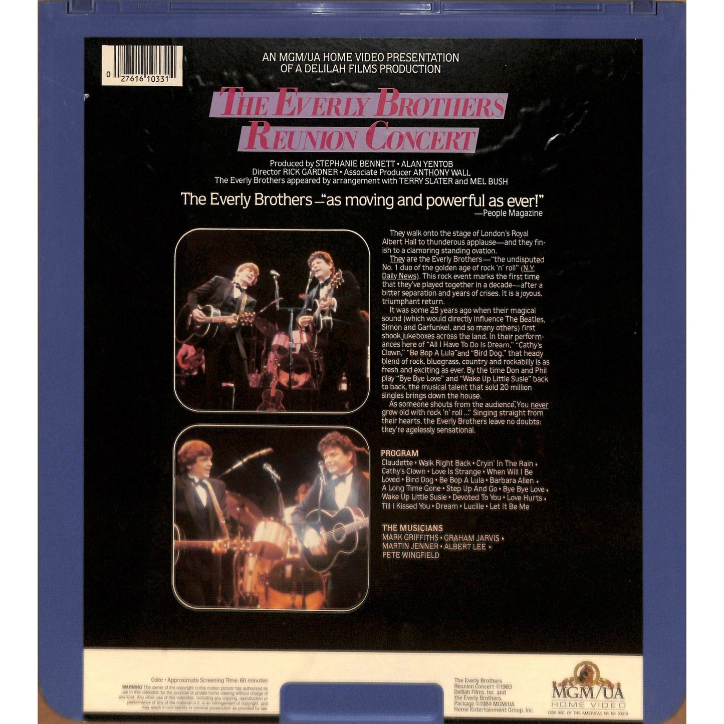The Everly Brothers Reunion Concert (1983) Vintage CED Videodisc TESTED WORKING