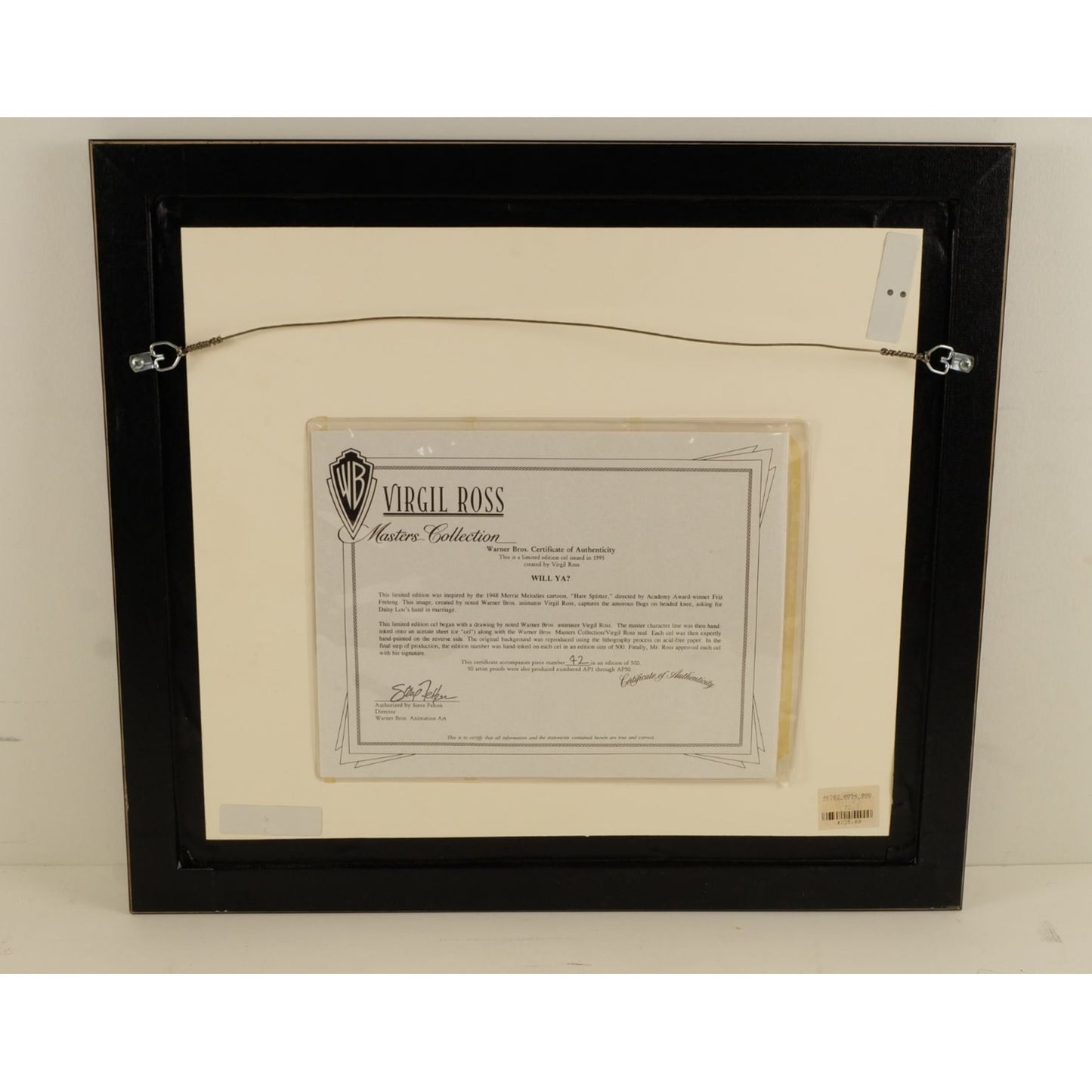 Will Ya Limited Edition Cel (Issued 1995) 20.5x18.5x2