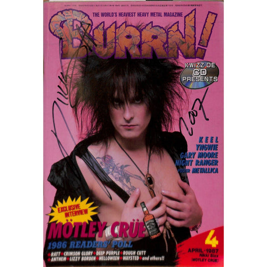 Burrn! Mag Issue #4 April 1987 Nikki Sixx AUTOGRAPHED COVER Heavy Metal Japan