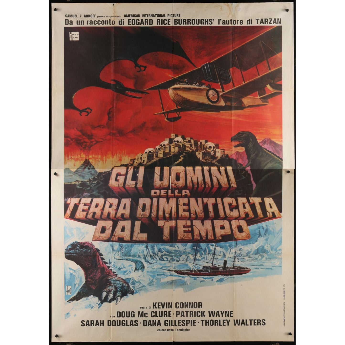The People That Time Forgot (1977) Orig. Italian Two-panel Movie Poster 55x78