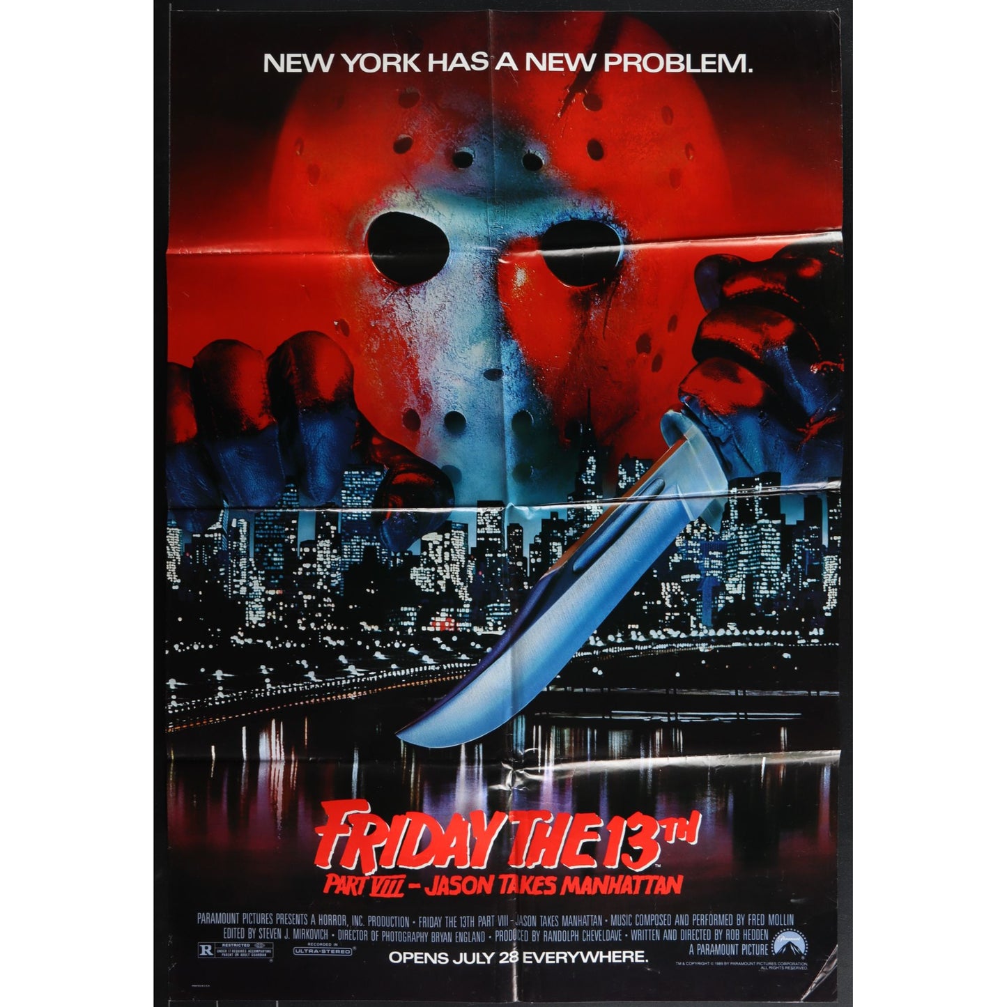 FRIDAY THE 13th PART VIII (1989) Original Movie Poster Folded 27x40