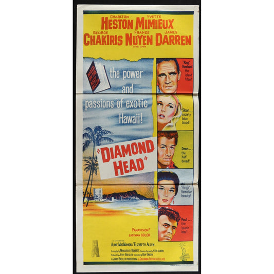 Diamond Head (1962) Original Australian Daybill Movie Poster Folded 13x30