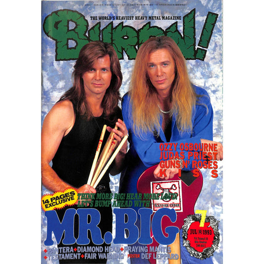 Burrn! Magazine Issue #7 July 1993 Mr. Big Cover Heavy Metal Japan