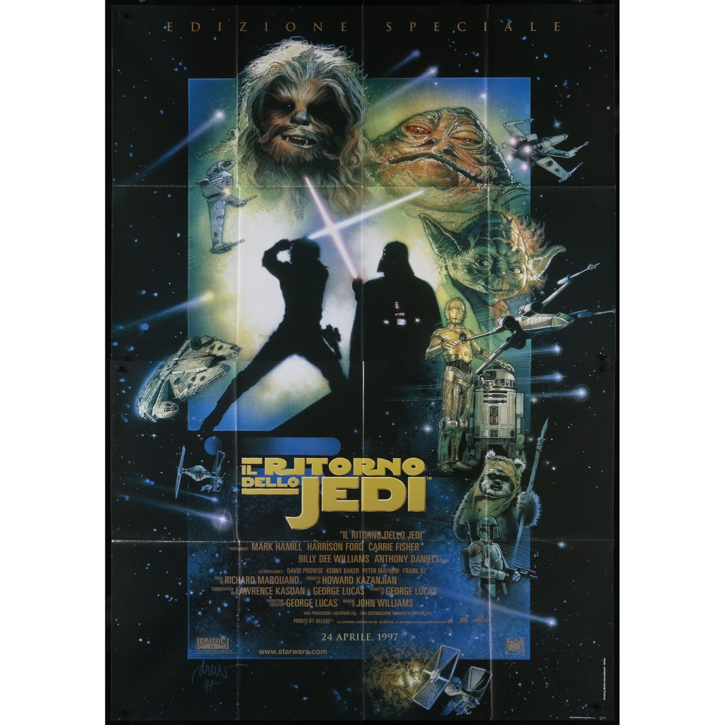 Return of the Jedi (R1997) Original Italian Two-panel Folded Movie Poster 55x78