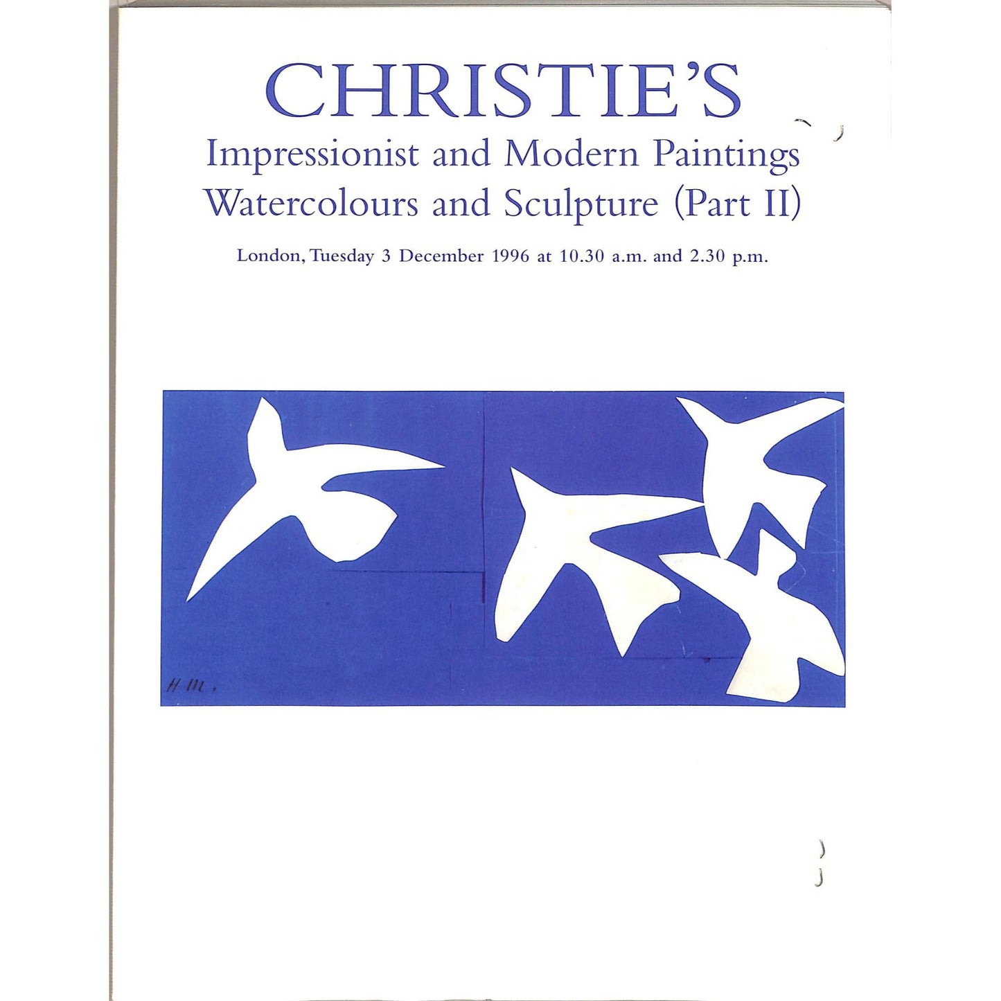 Christie's Impressionist and Modern Paintings Auction Catalog December 3, 1996