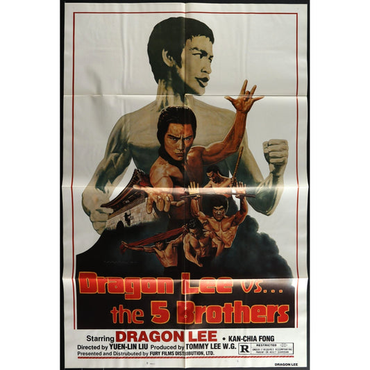Dragon Lee VS. The 5 Brothers (1978) Original Movie Poster Folded 27x41EM8-437