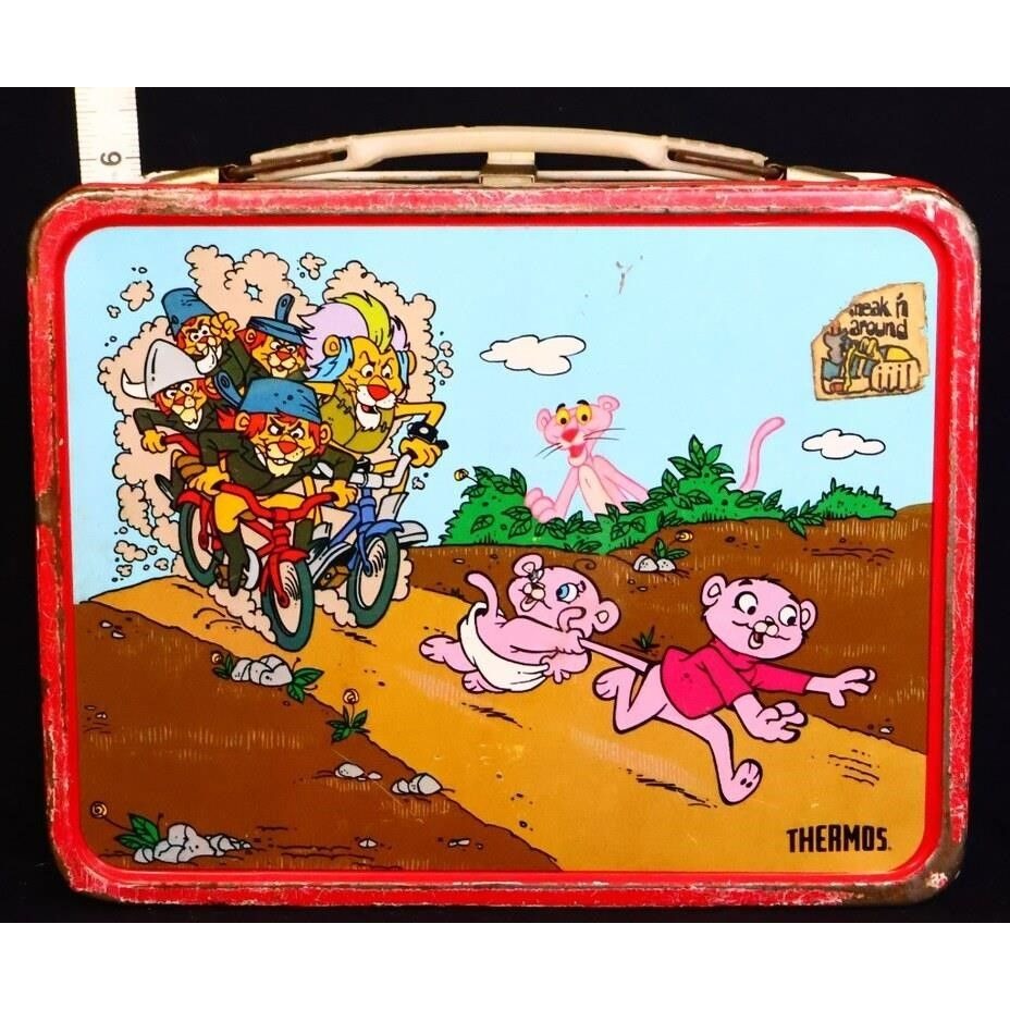 Vintage metal Pink Panther and Sons lunchbox