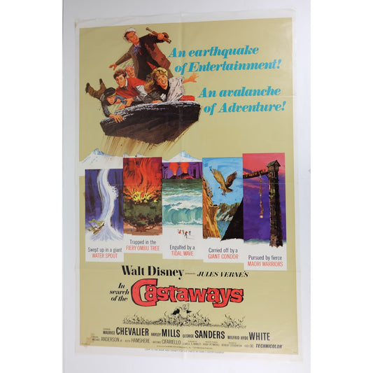 In Search of the Castaways (1962) Original Rerelease Movie Poster Folded 27x41