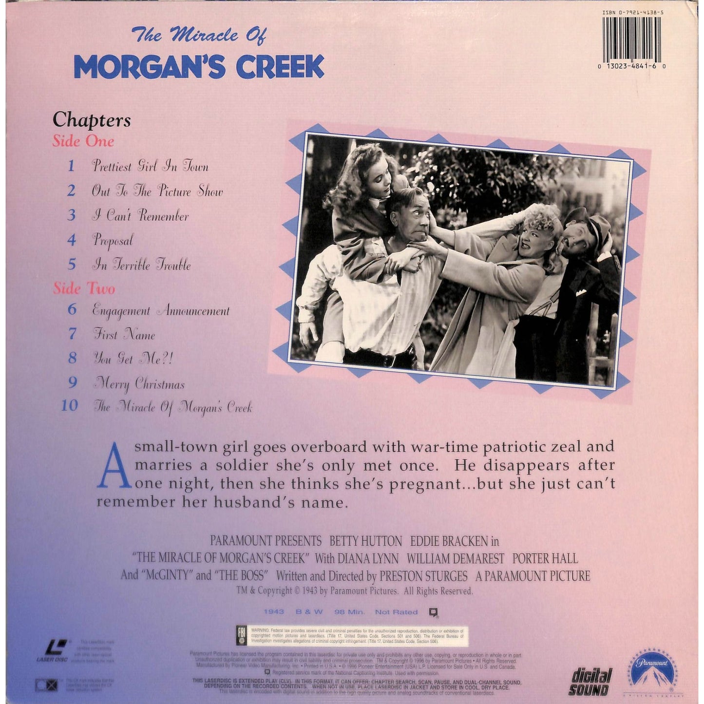 The Miracle of Morgan's Creek (1943) Laserdisc