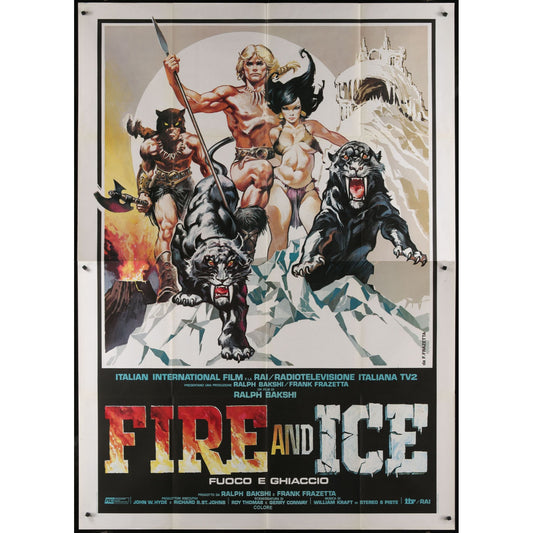 Fire and Ice (1983) Original Italian 2P Movie Poster Folded 55x78