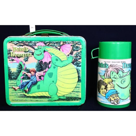 Vintage metal Pete's Dragon lunchbox w/ thermos